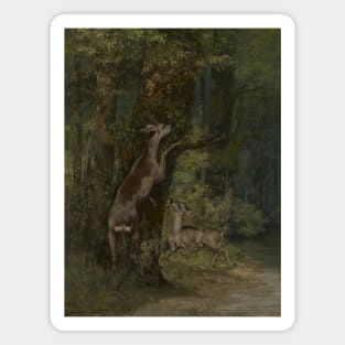 Deer in the Forest by Gustave Courbet Magnet